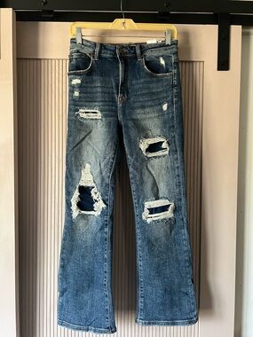 Distressed Women's Boot Cut Jeans - Blue